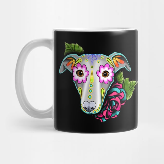 Greyhound - Whippet - Day of the Dead Sugar Skull Dog by prettyinink